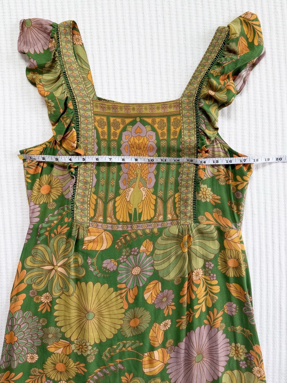 Nine Lives Bazaar Nirvana Collection Peacock & Floral Print Midi Dress - Picture 7 of 10